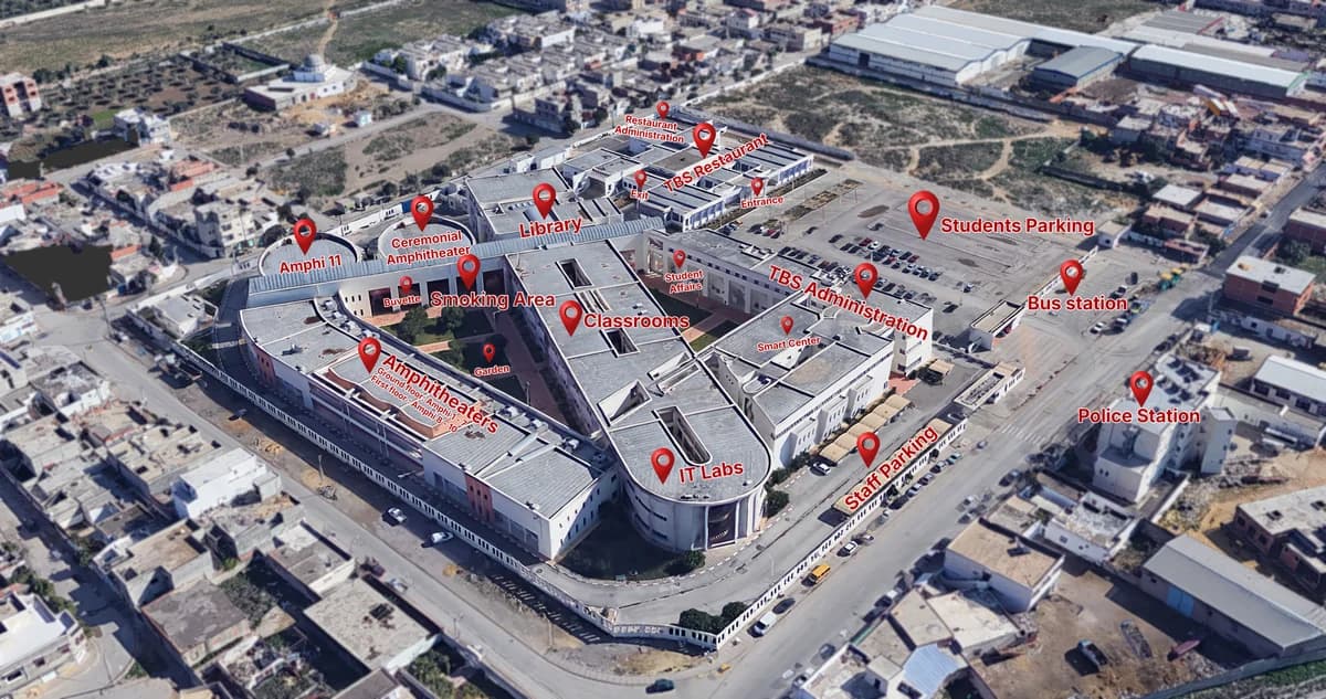 Tunis Business School campus aerial view 1
