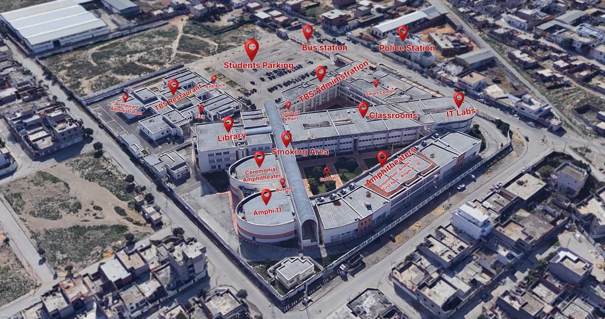 Tunis Business School campus aerial view 2