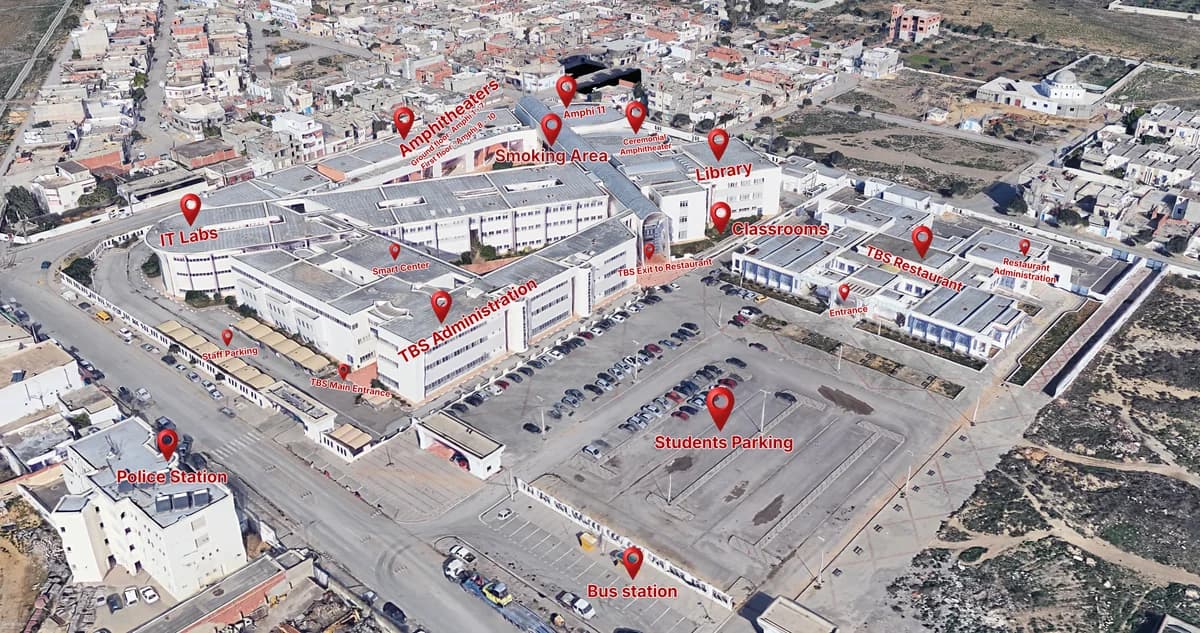 Tunis Business School campus aerial view 4
